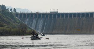 boats below the dam