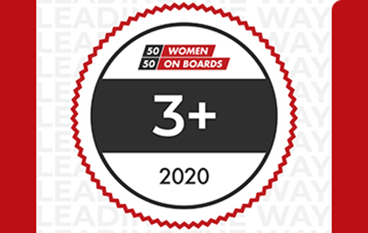 The 50/50 Women on Boards 3+ logo
