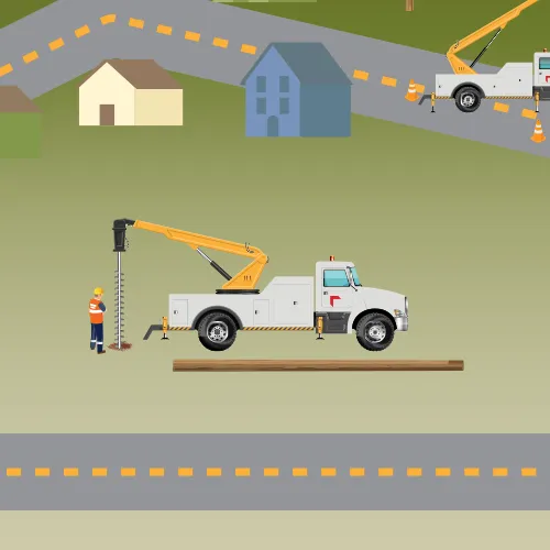 Illustration of pole replacement and reframing