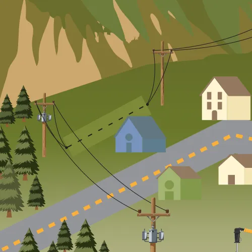 Illustration of undergrounding power lines